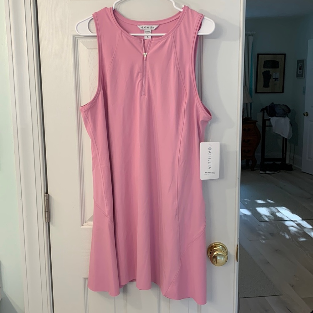 ATHLETA. New XL pink 1/4 zip Tennis Ace Dress  New  with tags .  So cute !